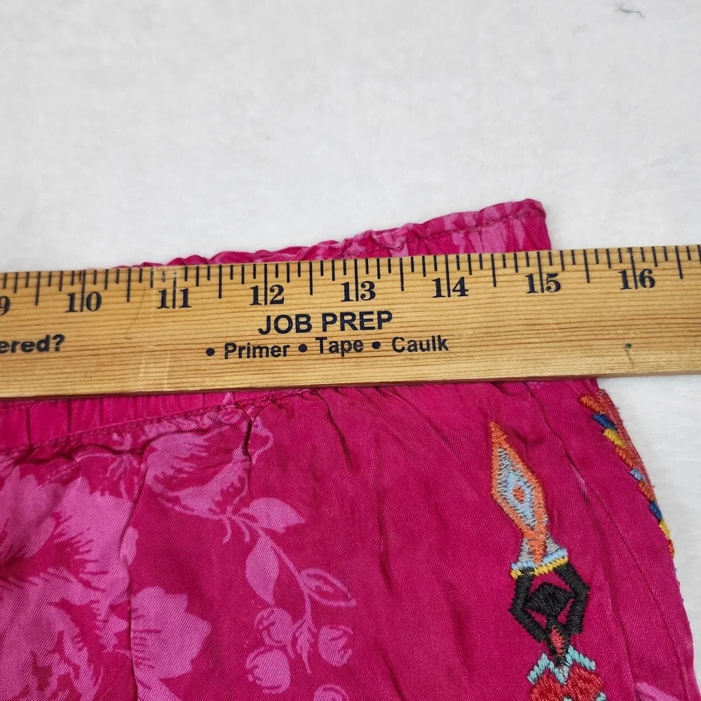Biya Johnny Was Pink Embroidered Floral Jacquard Short Womens Small Boho Fuchsia